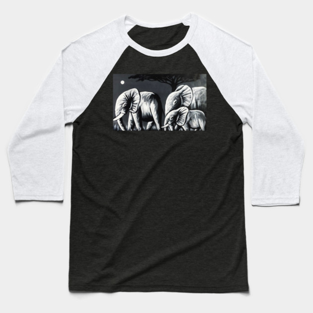 African Elephant Family, Animal Baseball T-Shirt by logiamerch