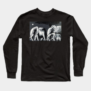 African Elephant Family, Animal Long Sleeve T-Shirt
