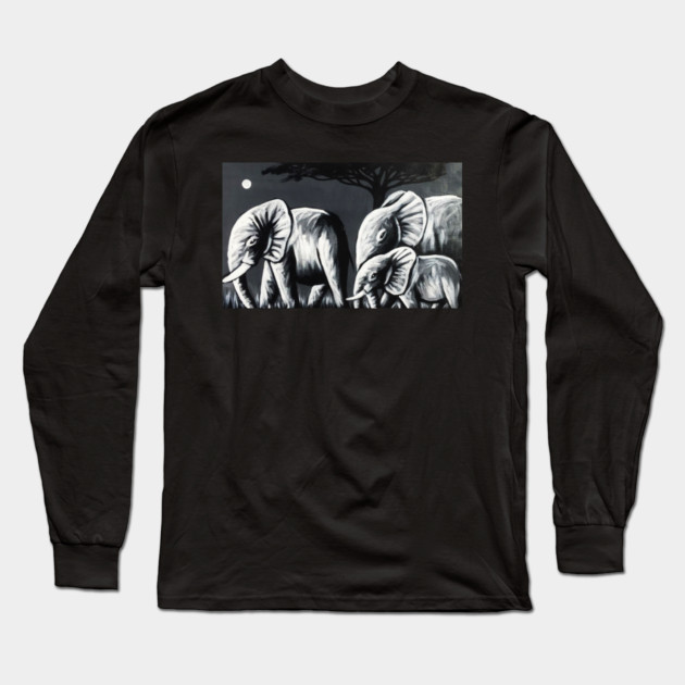 African Elephant Family, Animal Long Sleeve T-Shirt by logiamerch
