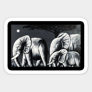 African Elephant Family, Animal Sticker
