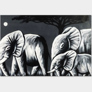 African Elephant Family, Animal Posters and Art