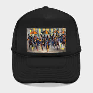 African Artwork, African People, Music and Dancing Hat