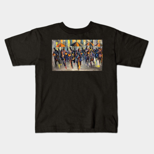 African Artwork, African People, Music and Dancing Kids T-Shirt by logiamerch