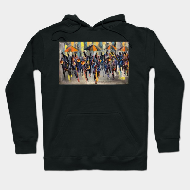 African Artwork, African People, Music and Dancing Hoodie by logiamerch