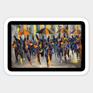 African Artwork, African People, Music and Dancing Magnet