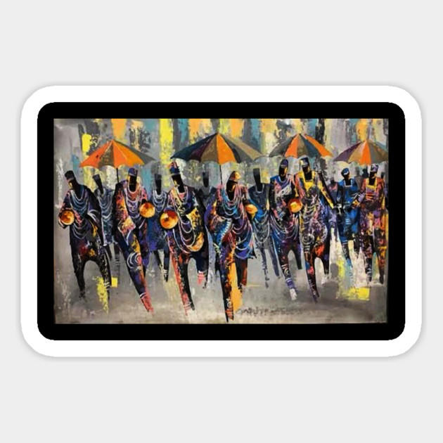 African Artwork, African People, Music and Dancing Magnet by logiamerch