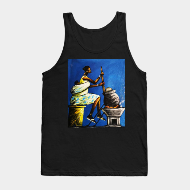 African Woman Preparing Food, Black History Artwork Tank Top by logiamerch