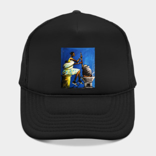 African Woman Preparing Food, Black History Artwork Hat