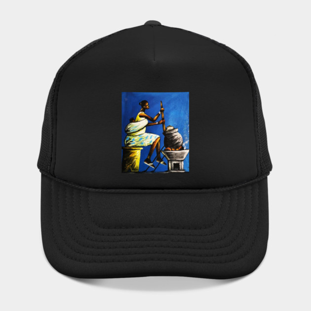 African Woman Preparing Food, Black History Artwork by logiamerch