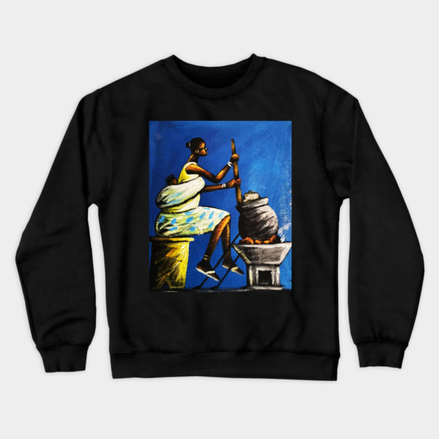 African Woman Preparing Food, Black History Artwork Crewneck Sweatshirt by logiamerch