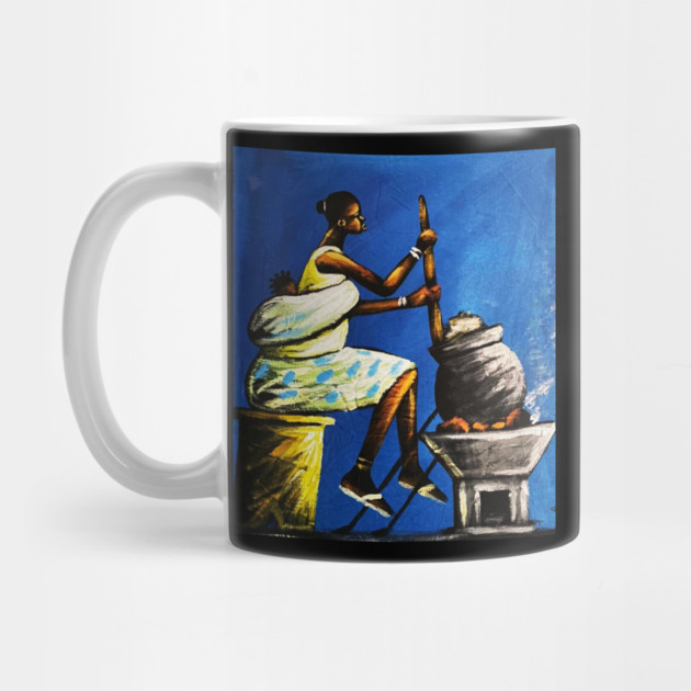 African Woman Preparing Food, Black History Artwork by logiamerch