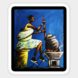 African Woman Preparing Food, Black History Artwork Magnet