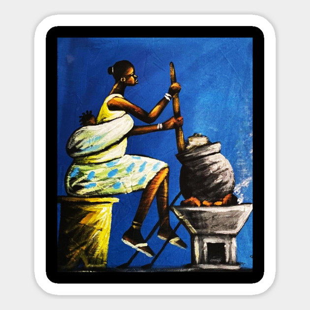 African Woman Preparing Food, Black History Artwork Magnet by logiamerch