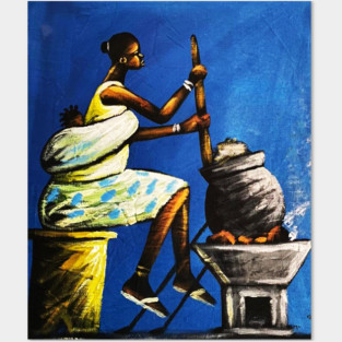 African Woman Preparing Food, Black History Artwork Posters and Art