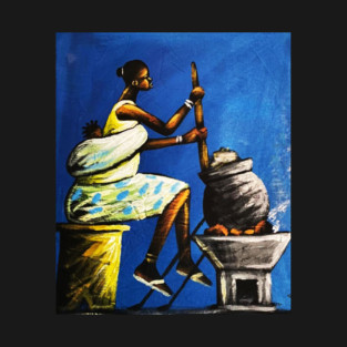 African Woman Preparing Food, Black History Artwork T-Shirt