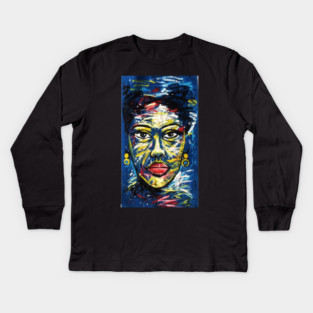 Colorful African Art, Black History, African Woman Kids Long Sleeve T-Shirt