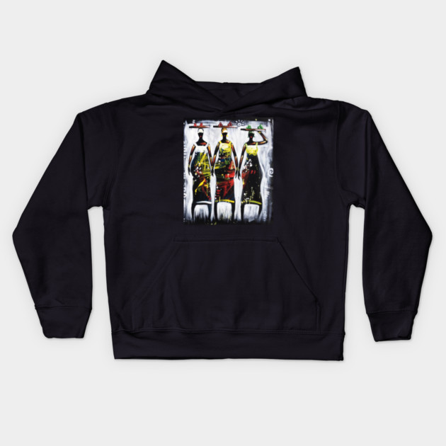 African Women Artwork, Black History Art Kids Hoodie by logiamerch