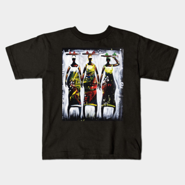 African Women Artwork, Black History Art Kids T-Shirt by logiamerch