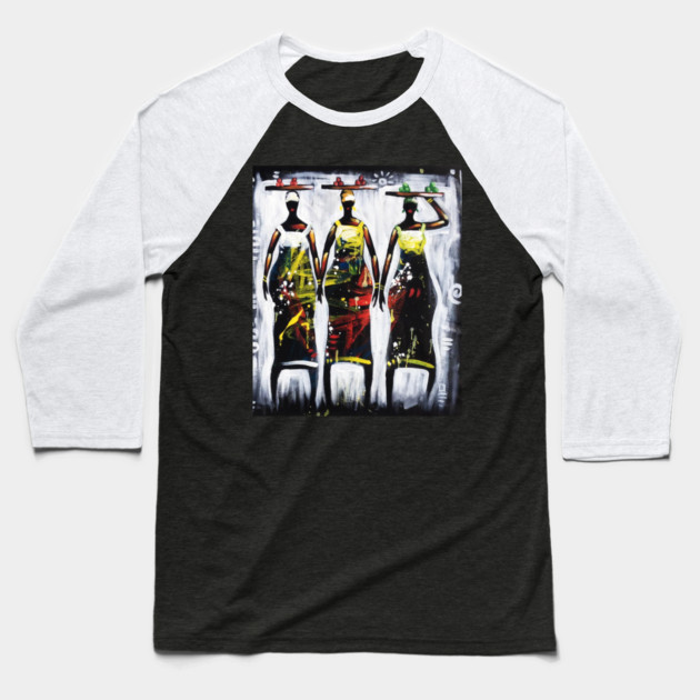 African Women Artwork, Black History Art Baseball T-Shirt by logiamerch