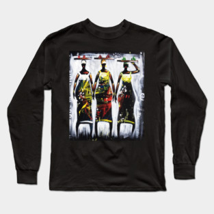 African Women Artwork, Black History Art Long Sleeve T-Shirt