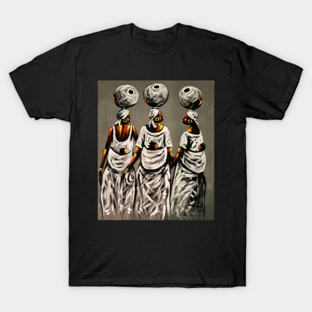 African Women carrying Children, African Artwork T-Shirt by logiamerch