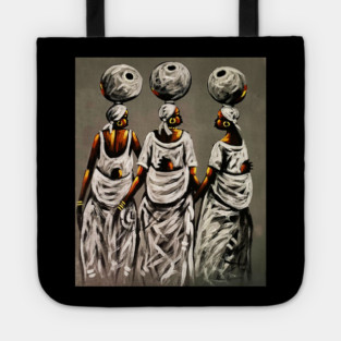 African Women carrying Children, African Artwork Tote