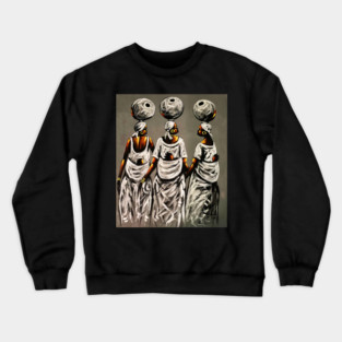 African Women carrying Children, African Artwork Crewneck Sweatshirt