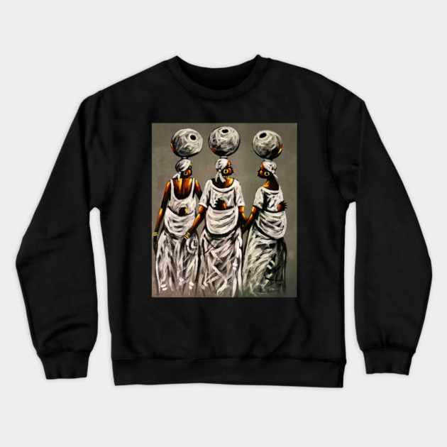 African Women carrying Children, African Artwork Crewneck Sweatshirt by logiamerch
