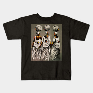 African Women carrying Children, African Artwork Kids T-Shirt