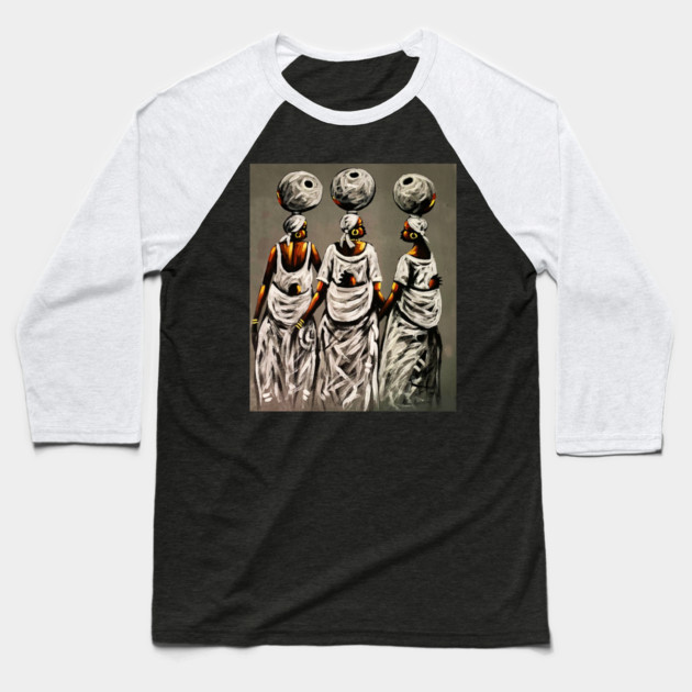 African Women carrying Children, African Artwork Baseball T-Shirt by logiamerch