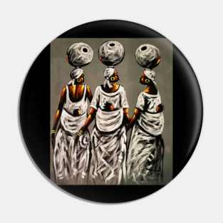 African Women carrying Children, African Artwork Pin