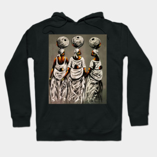 African Women carrying Children, African Artwork Hoodie