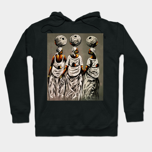 African Women carrying Children, African Artwork Hoodie by logiamerch