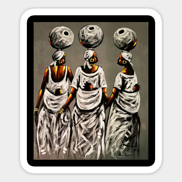 African Women carrying Children, African Artwork Magnet by logiamerch