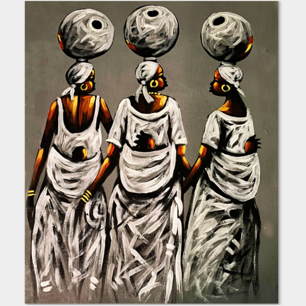 African Women carrying Children, African Artwork Wall Art by logiamerch