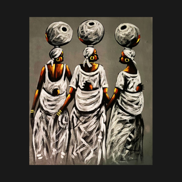 African Women carrying Children, African Artwork by logiamerch
