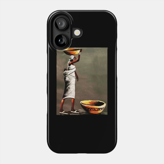 African Woman Carrying Bowl, Black History Art Phone Case by logiamerch