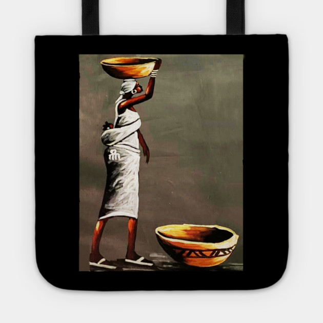 African Woman Carrying Bowl, Black History Art Tote by logiamerch