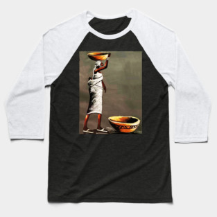 African Woman Carrying Bowl, Black History Art Baseball T-Shirt