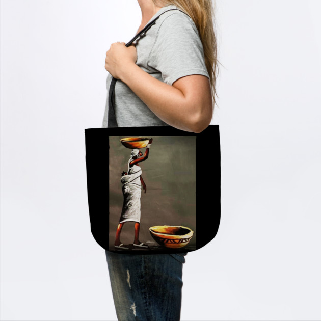 African Woman Carrying Bowl, Black History Art by logiamerch