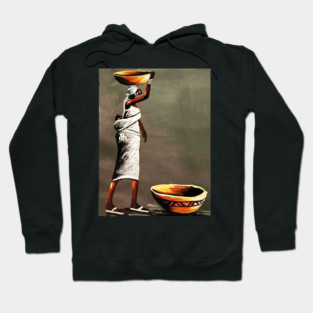 African Woman Carrying Bowl, Black History Art Hoodie