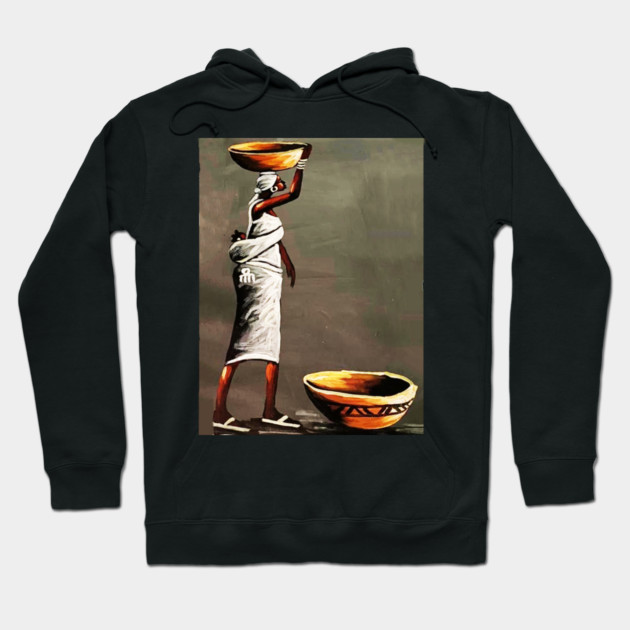 African Woman Carrying Bowl, Black History Art Hoodie by logiamerch