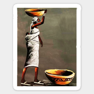African Woman Carrying Bowl, Black History Art Sticker