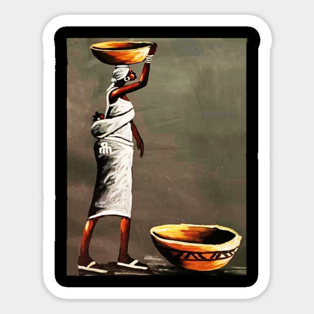 African Woman Carrying Bowl, Black History Art Magnet by logiamerch