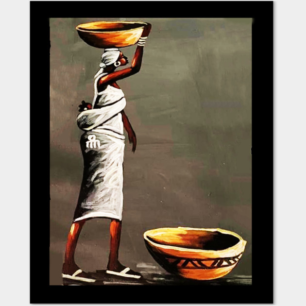 African Woman Carrying Bowl, Black History Art Wall Art by logiamerch