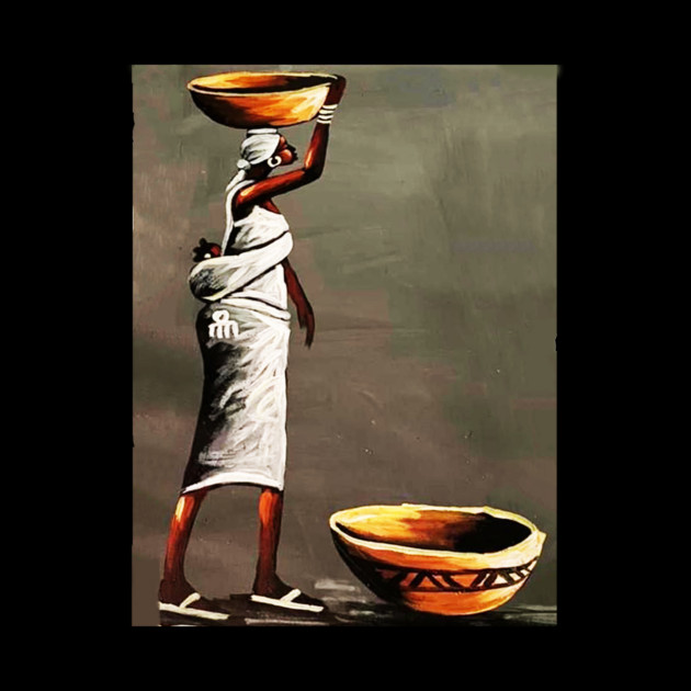 African Woman Carrying Bowl, Black History Art by logiamerch