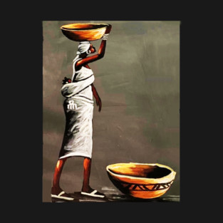 African Woman Carrying Bowl, Black History Art T-Shirt