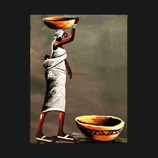 African Woman Carrying Bowl, Black History Art by logiamerch