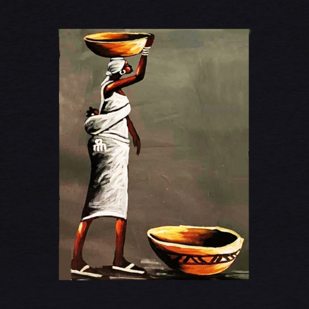 African Woman Carrying Bowl, Black History Art by logiamerch