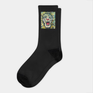 African Lion, Anima African Art Socks